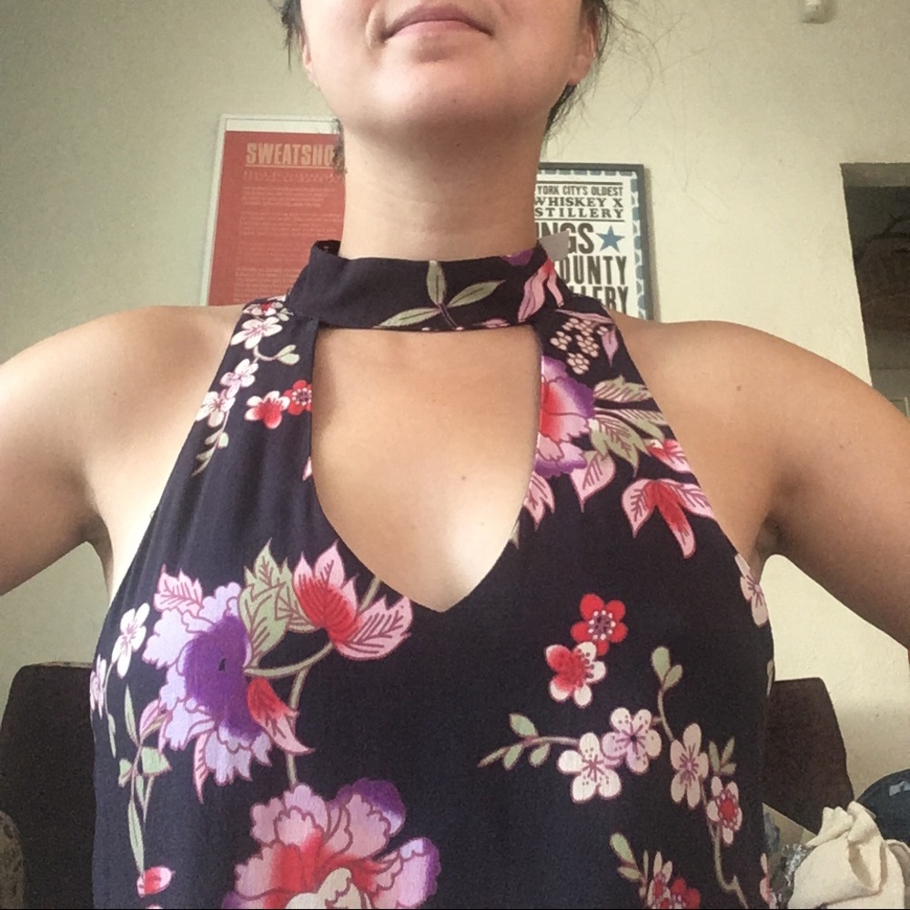 Eggplant purple halter dress.